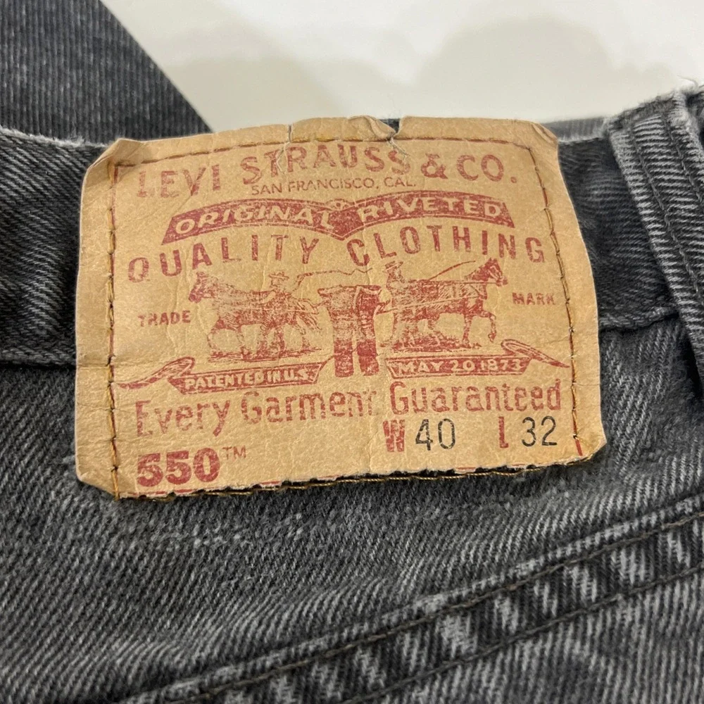 Levi's Mens 550 Classic Straight Jeans‎ Black Pockets Relaxed Fit Distress 40x32